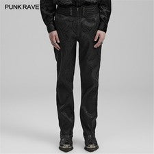 Punk Rave Hombres Cinta Gótica Decorada Calce Ajustado Pantalones Jacquard Oscuro Lápiz Pantalones