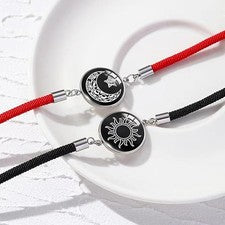 Pulsera Yin Yang de acero inoxidable brillante sol y luna hecha a mano _