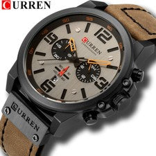 KC CURREN Reloj Hombre Marca Hombre Militar Deportivo Reloj Pulsera Cuero Cuarzo Relojes