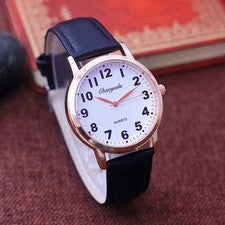 Reloj clásico correa de cuero fácil de leer con grandes números para hombre o mujer