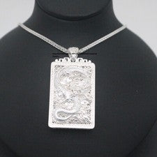 Colgante Dragón Cuadrado Plata Fina Pura S999 999 Hombres Mujeres 42*22mm 13-15g