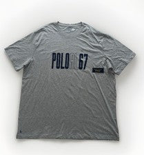 Camiseta Polo Ralph Lauren M Print Shop Logo Gráfico Azul/Gris 2XLT Grande y Alto