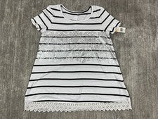 Top Kim Rogers Mujer Pequeño Multicolor Rayas Gráfico Encaje Dobladillo Nuevo con Etiquetas