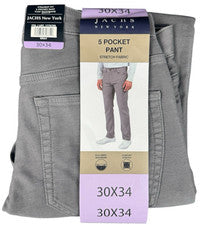 Pantalones Jachs New York 30x34 Gris Calce Recto 5 Bolsillos Flexible Cintura Chino Gris