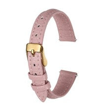 Correa de reloj de cuero 12 mm patrón de grano Litchi correas de reloj con hebilla de pasador, rosa