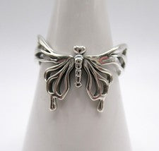 Anillo abierto mariposa grande de plata de ley 925