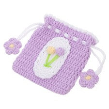 Bolso de mano pequeño con cordón de cambio de ganchillo lindo patrón bolsa de almacenamiento