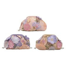 Damen-Clutch mit Blumenmuster und Kettenriemen für Bankette, Verlobungen und