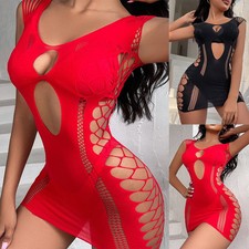 Nuevo vestido de red para mujer vestido de red de pesca minivestido de alta elasticidad Nightw?sche