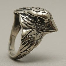 Anillo cabeza de águila de plata de ley 925 pájaro de rapiña hecho a mano sin níquel