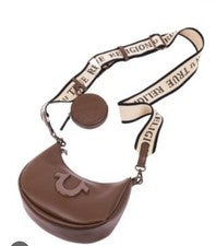 Bolso de hombro hobo de media luna con correa de herradura True Religion para mujer de cuero negro