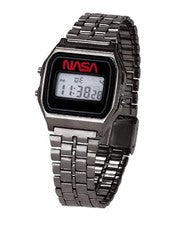 RELOJ PULSERA DIGITAL OFICIAL NASA RETRO LOGOTIPO GUSANO GUNMETAL ¡TOTALMENTE NUEVO!