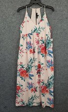 Vestido Gibson Maxi Halter Para Mujer Bolsillos Pequeños Forrado Cuello en V Rosa Floral NUEVO