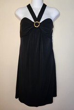 Vestido para mujer Laundry by Design de cóctel formal noche envolvente cuello talla 12 negro