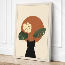 Impresión botánica en lienzo Monstera in Rust Circle arte de pared decoración del hogar listo para colgar