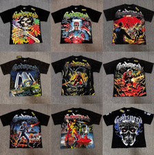 NUEVA Camiseta Godspeed Estampado de Estrás Manga Corta Para Hombre Algodón Puro 9 Estilos