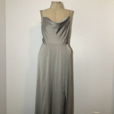 Vestido para mujer de diseñador entremezclado gris fluido abertura lateral talla 2 95 % seda nuevo con etiquetas precio 