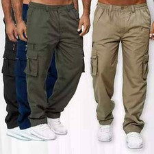 Pantalones de Trabajo Nuevos Para Hombre Informales Multi Bolsillo Ropa de Trabajo Pantalones, Exterior Sueltos Rectos