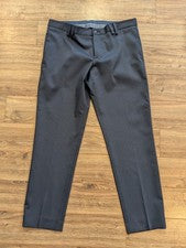 Pantalones de vestir Zara para hombre con estampado azul marino calce ajustado elásticos frente plano - 31x28 nuevos sin