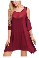 Vestido bohemio floral para mujer Meareor Beyove cuello en V dividido vintage corazón encaje rojo