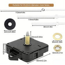Movimiento de pared silencioso 23,5 mm eje 15 mm rosca para relojes de 25-30 cm
