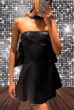 MINIVESTIDO ZARA NEW24 EFECTO SATINADO VOLUMINOSO RIBETE LAZO talla S