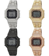 Reloj Pulsera 45mm Montres Carlo Para Hombre Digital Hip Hop Lujo Piedras Clubbing