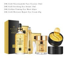 Set del cuidado de la piel de lujo, crema facial, mascarilla, sérum, crema ojo