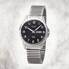 Regent Metal Reloj para Hombre F-1199 Análogo Pulsera Plata Titan-Uhr URF1199