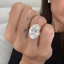 Anillo de compromiso de diamantes de laboratorio de oro cultivado 14 k amaril...