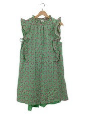Vestido de verano mujer JAKE*S talla 40 verde estampado de agujeros bordado volantes