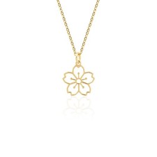 Collar Flor de Cerezo Vermeil Dorado Flor Sakura | Colgante Plata de Ley Regalo