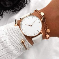 Elegante reloj pulsera grande cara blanca para dama