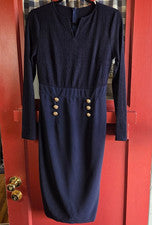 Vestido midi Grace Karin para mujer azul marino manga larga detalle de botones talla S nuevo con etiquetas