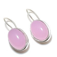 Pendientes de joyería de plata de ley 925 hechos a mano con piedras preciosas de cuarzo rosa talla 1,20"
