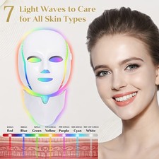 Máscara facial recargable para el cuidado del cuello y cara máscara facial terapia luz LED de 7 colores dispositivo de b