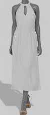 Maxi Vestido Kensie Para Mujer Plateado Metálico Pliegues Finos Cerradura-Corte Talla 4