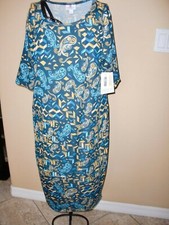 NUEVO CON ETIQUETAS~Mujer~LuLa Roe~ELÁSTICO~MANGAS CORTAS~PAISLEY~IMPRESOS GEOMÉTRICOS~Vestido talla L