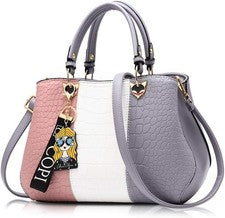NICOLE & DORIS Moda Mujer Bolsos de Mano Bolso de Mano para Damas Hombro Gris 2