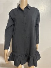 MODA NOVA CAMISA CON VOLANTES MINI VESTIDO NEGRO PEQUEÑO PARA MUJER ¡NUEVO!