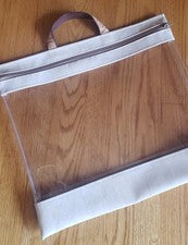 Bolsa TOTE 15" X 16" CORCHO Y VINILO TRANSPARENTE CREMALLERA ver a través de CARRAR almacenamiento VIAJAR