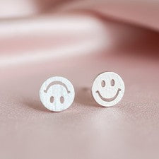 Pendientes Smiley de plata de ley 925 Happy Face emoji pendientes de mujer / 8 mm