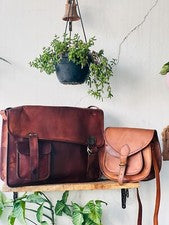 Bolso De Mano Vintage De Cuero Italiano Para Mujer, Todo En Uno