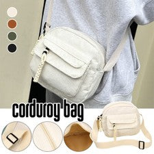 Bandolera de hombro de pana de color liso simple lindo bolso de mano bolso mensajero de moda 1x