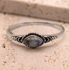 Anillo boho de plata esterlina 925 para damas marquesa piedra lunar piedras preciosas joyería regalo