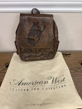 Mochila para mujer American West Saddle de cuero marrón grande nueva sin etiquetas