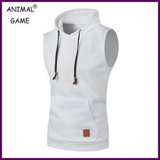 Sudaderas con capucha sin mangas para hombre Moda Informal Sudadera con capucha Hombres Culturismo.