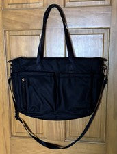Calvin Klein Negro Grande Maletín Estilo Nylon Bolso Bandolera Unisex Academia