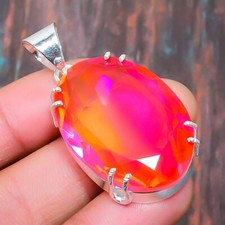 Colgante de joyería de plata de ley 925 hecho a mano con piedras preciosas de turmalina bicolor