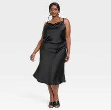 Vestido de satén sin mangas para mujer - Ava & Viv negro XXL